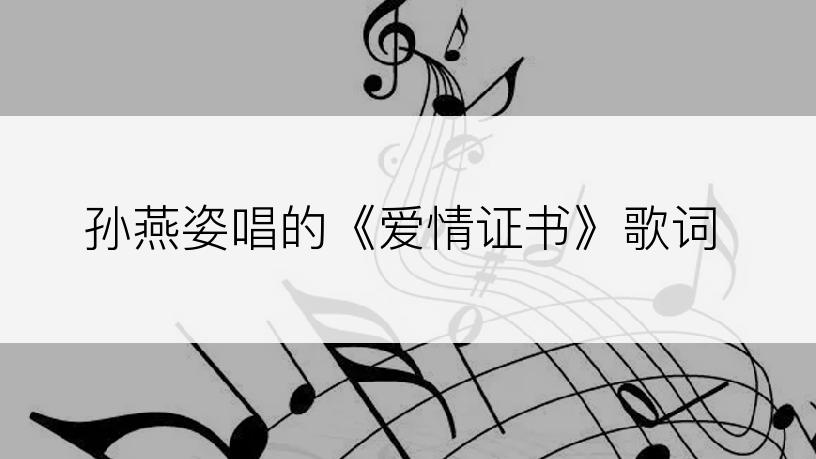 孙燕姿唱的《爱情证书》歌词