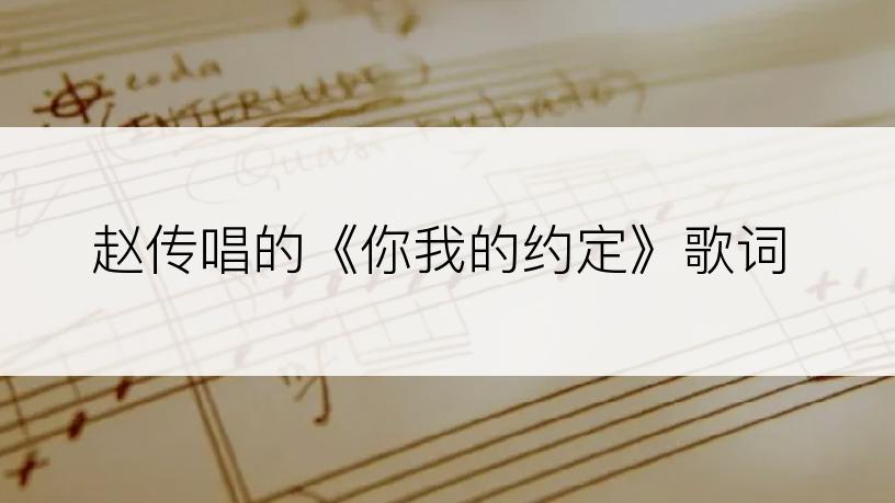赵传唱的《你我的约定》歌词