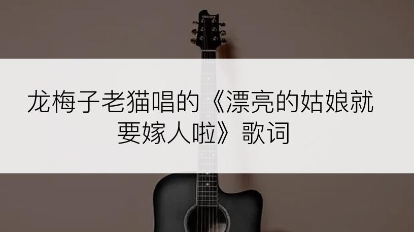 龙梅子老猫唱的《漂亮的姑娘就要嫁人啦》歌词