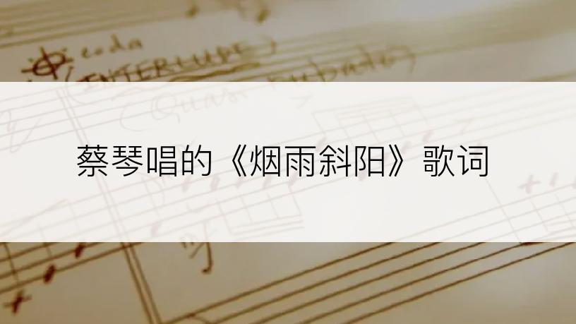 蔡琴唱的《烟雨斜阳》歌词