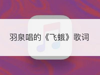 羽泉唱的《飞蛾》歌词