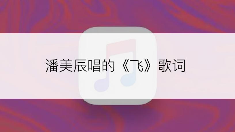 潘美辰唱的《飞》歌词