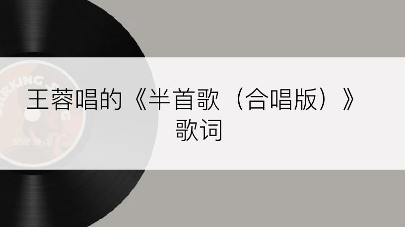 王蓉唱的《半首歌（合唱版）》歌词