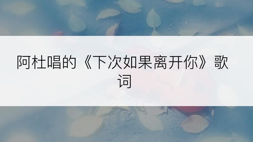 阿杜唱的《下次如果离开你》歌词