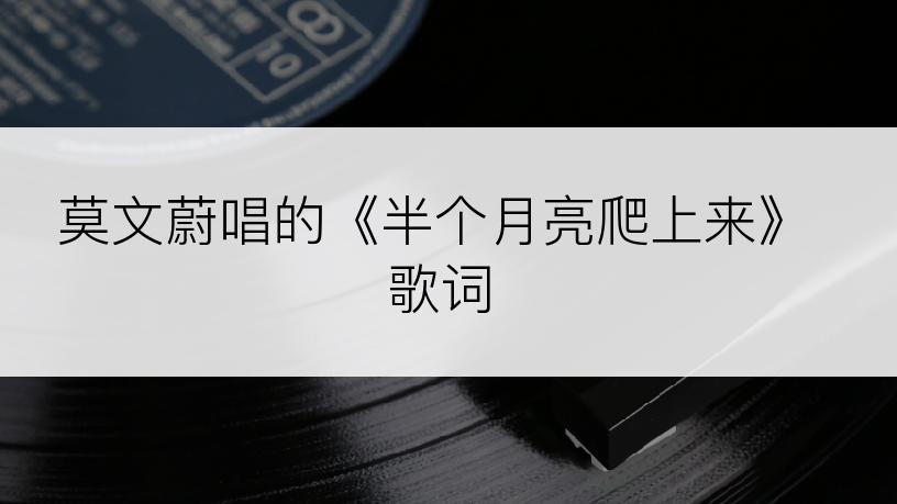 莫文蔚唱的《半个月亮爬上来》歌词