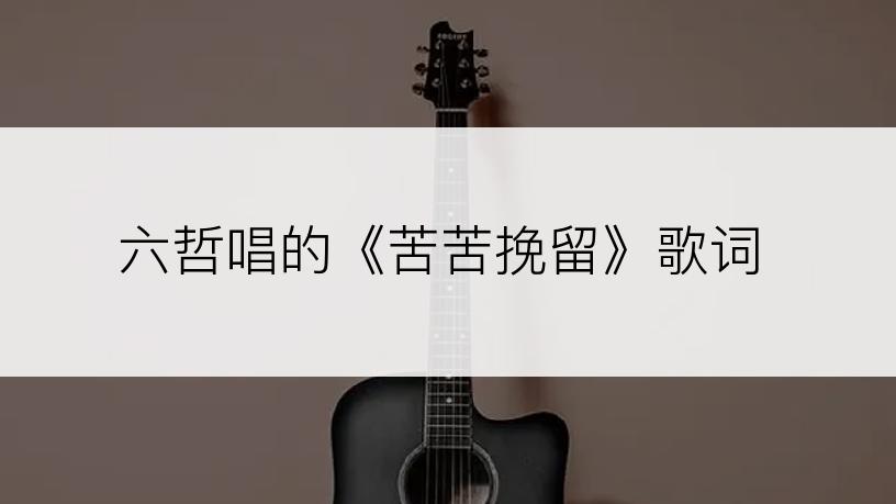 六哲唱的《苦苦挽留》歌词