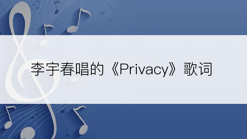 李宇春唱的《Privacy》歌词