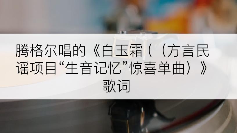 腾格尔唱的《白玉霜 (（方言民谣项目“生音记忆”惊喜单曲）》歌词