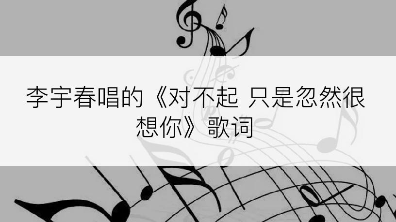 李宇春唱的《对不起 只是忽然很想你》歌词