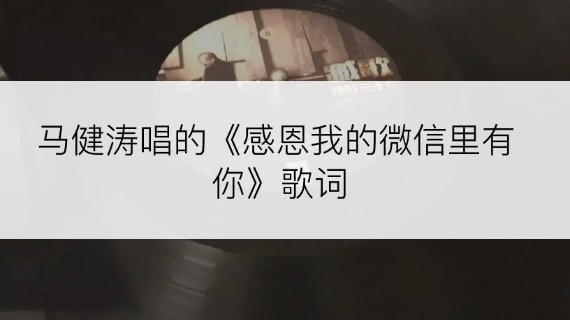 马健涛唱的《感恩我的微信里有你》歌词