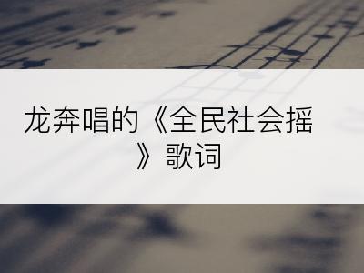 龙奔唱的《全民社会摇》歌词