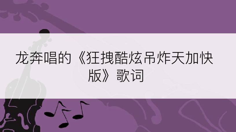 龙奔唱的《狂拽酷炫吊炸天加快版》歌词
