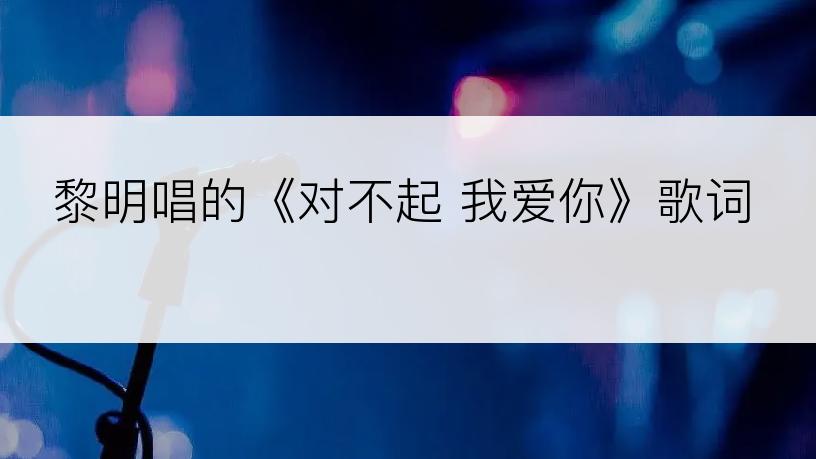 黎明唱的《对不起 我爱你》歌词