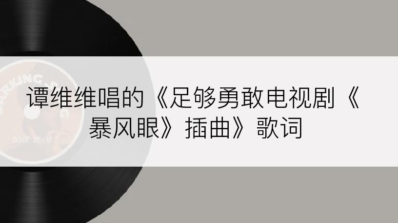 谭维维唱的《足够勇敢电视剧《暴风眼》插曲》歌词