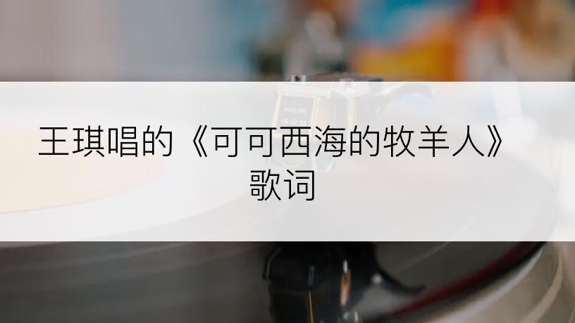 王琪唱的《可可西海的牧羊人》歌词