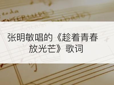 张明敏唱的《趁着青春放光芒》歌词