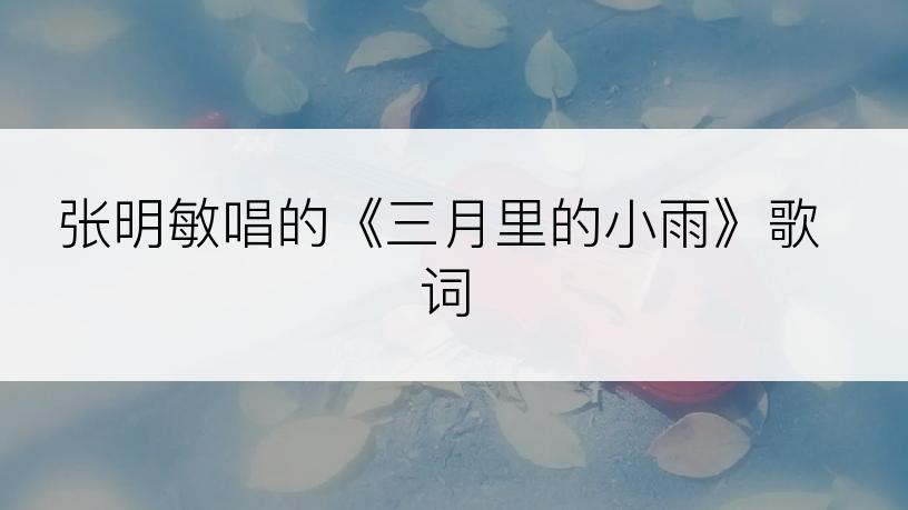 张明敏唱的《三月里的小雨》歌词