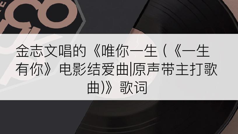 金志文唱的《唯你一生 (《一生有你》电影结爱曲|原声带主打歌曲)》歌词