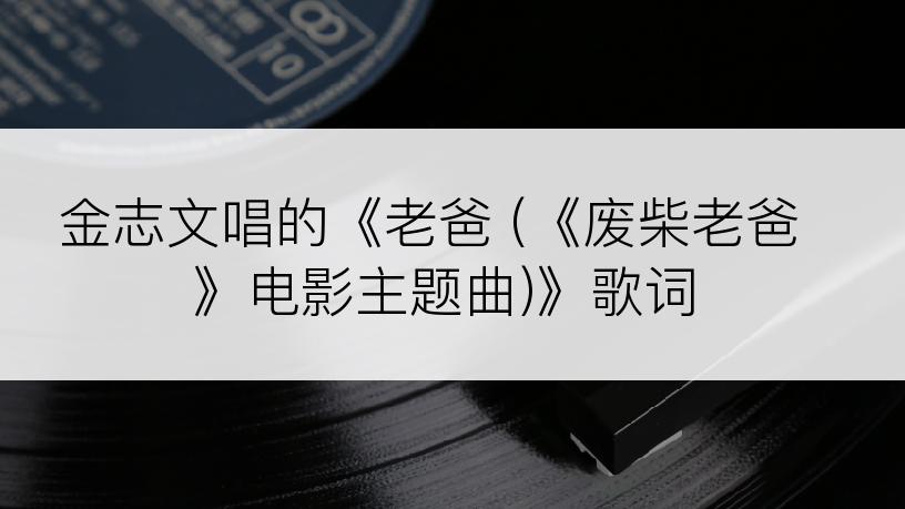 金志文唱的《老爸 (《废柴老爸》电影主题曲)》歌词