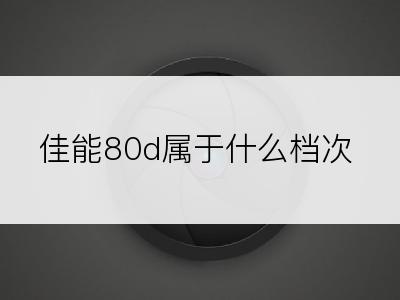 佳能80d属于什么档次