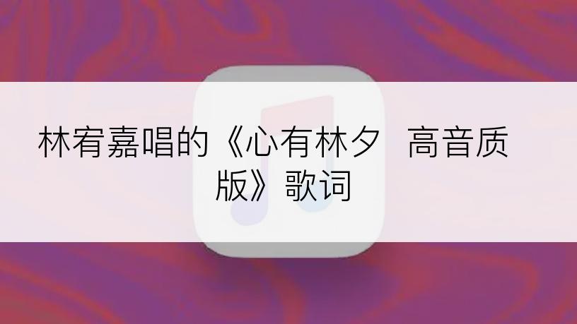 林宥嘉唱的《心有林夕  高音质版》歌词