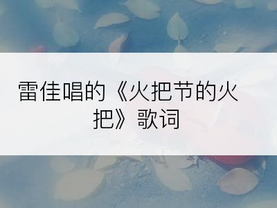 雷佳唱的《火把节的火把》歌词