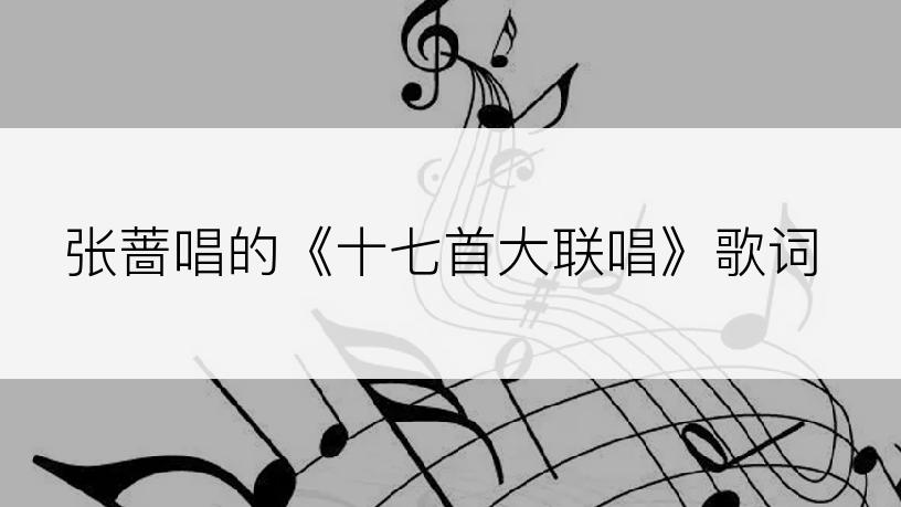 张蔷唱的《十七首大联唱》歌词