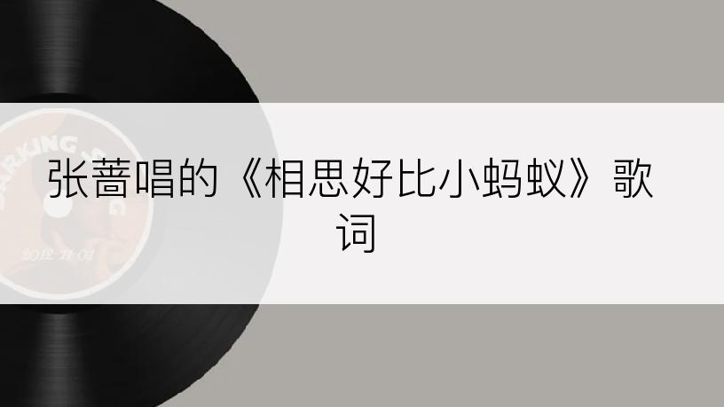 张蔷唱的《相思好比小蚂蚁》歌词