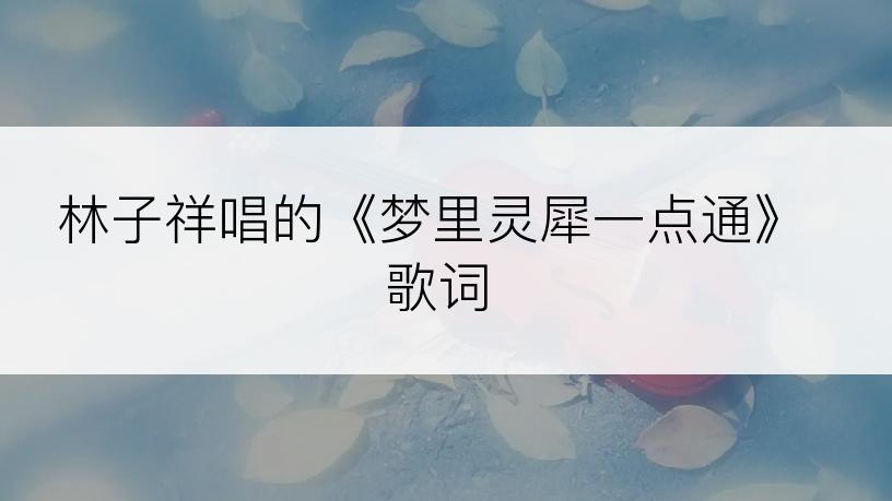 林子祥唱的《梦里灵犀一点通》歌词