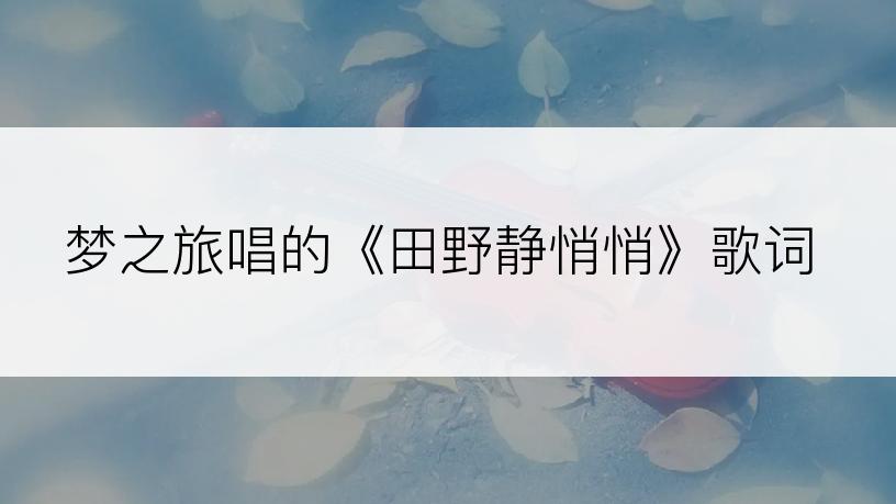 梦之旅唱的《田野静悄悄》歌词