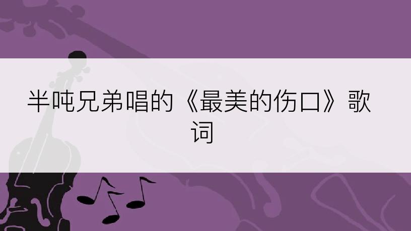 半吨兄弟唱的《最美的伤口》歌词