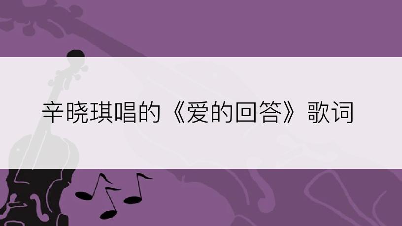 辛晓琪唱的《爱的回答》歌词