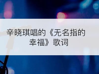 辛晓琪唱的《无名指的幸福》歌词