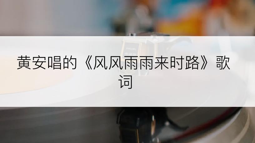 黄安唱的《风风雨雨来时路》歌词