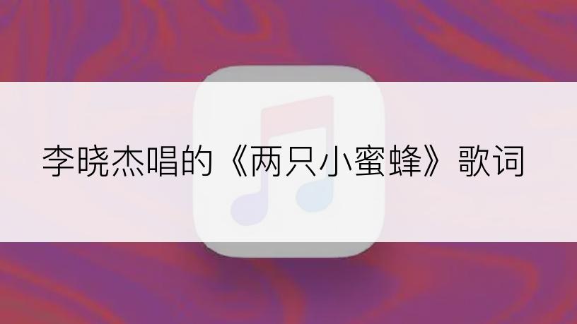 李晓杰唱的《两只小蜜蜂》歌词