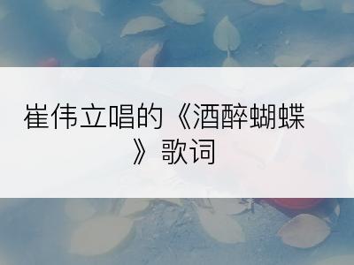 崔伟立唱的《酒醉蝴蝶》歌词