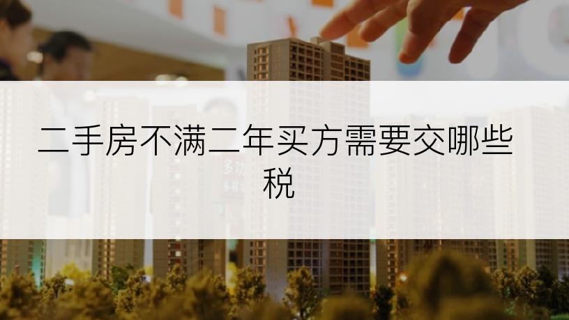 二手房不满二年买方需要交哪些税