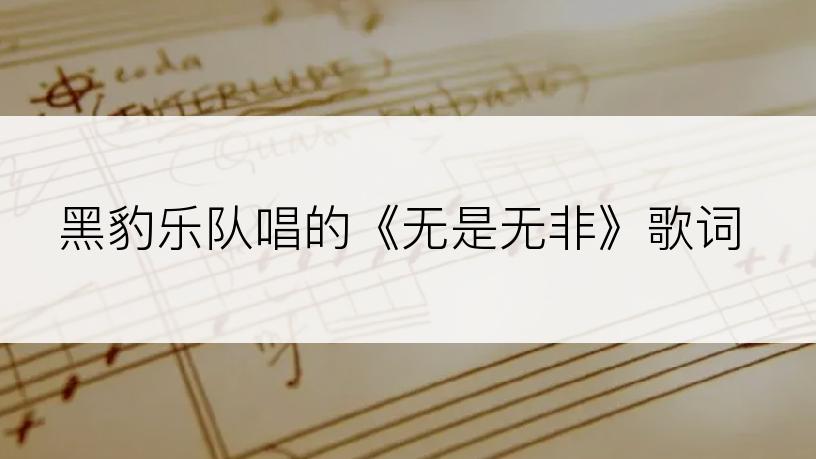黑豹乐队唱的《无是无非》歌词