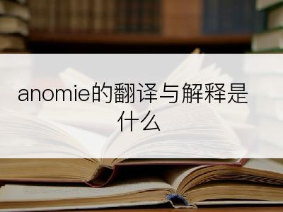 anomie的翻译与解释是什么