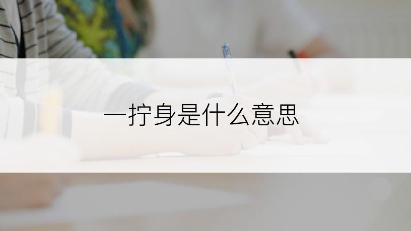 一拧身是什么意思
