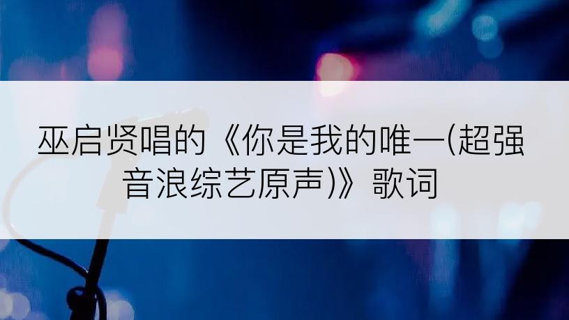 巫启贤唱的《你是我的唯一(超强音浪综艺原声)》歌词