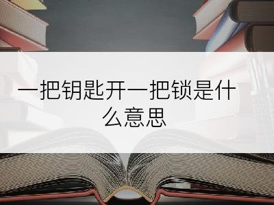 一把钥匙开一把锁是什么意思