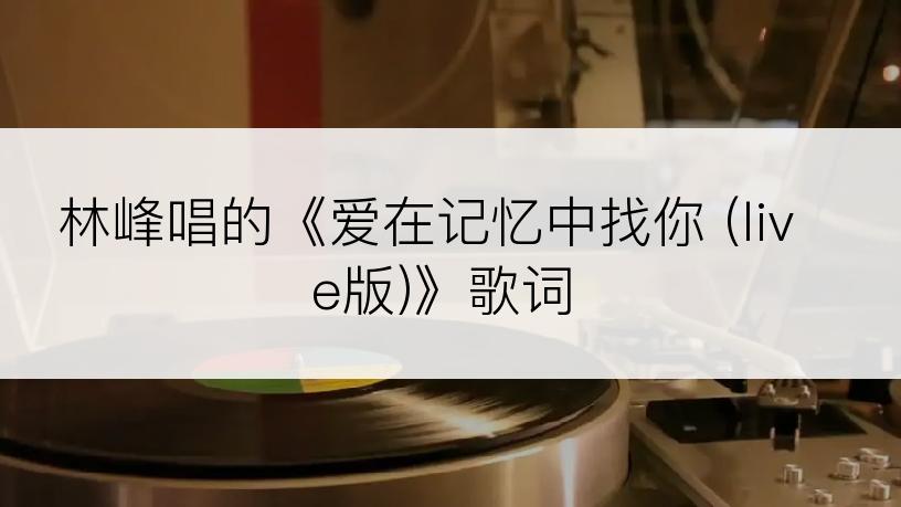 林峰唱的《爱在记忆中找你 (live版)》歌词
