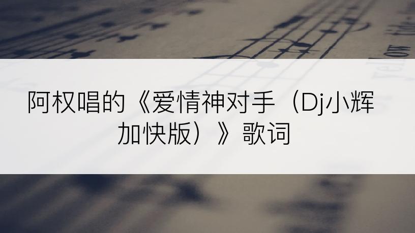 阿权唱的《爱情神对手（Dj小辉加快版）》歌词