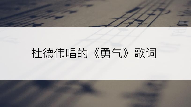 杜德伟唱的《勇气》歌词