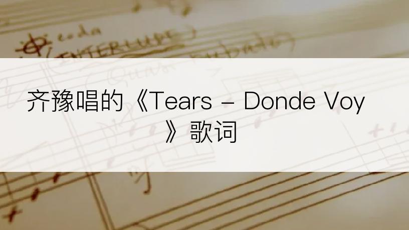 齐豫唱的《Tears - Donde Voy》歌词