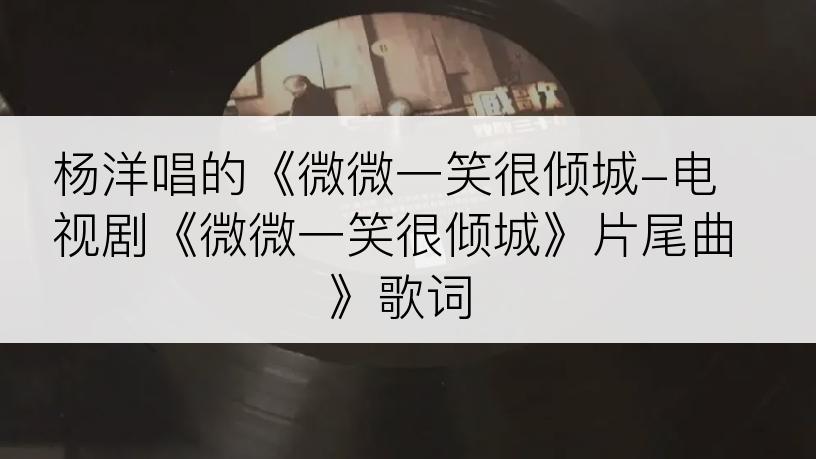 杨洋唱的《微微一笑很倾城-电视剧《微微一笑很倾城》片尾曲》歌词