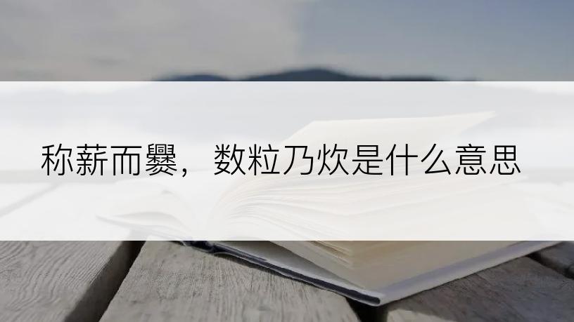 称薪而爨，数粒乃炊是什么意思