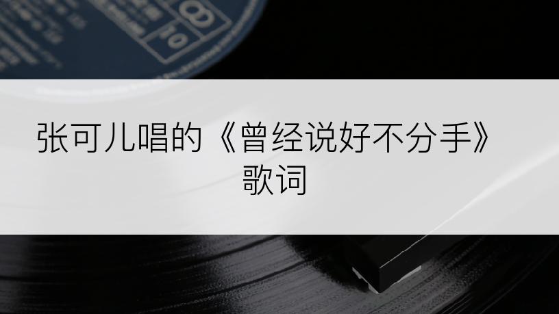 张可儿唱的《曾经说好不分手》歌词