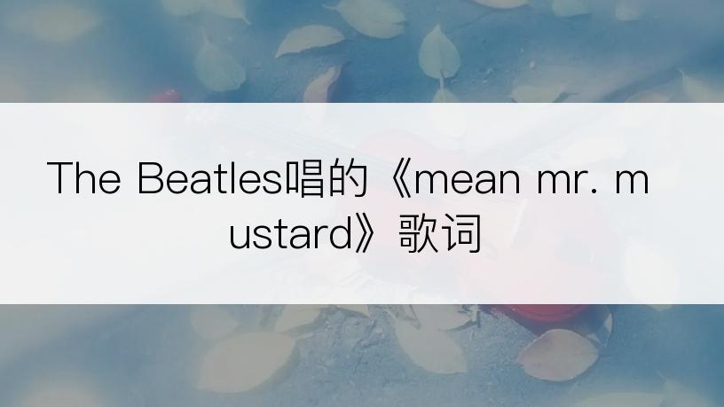 The Beatles唱的《mean mr. mustard》歌词